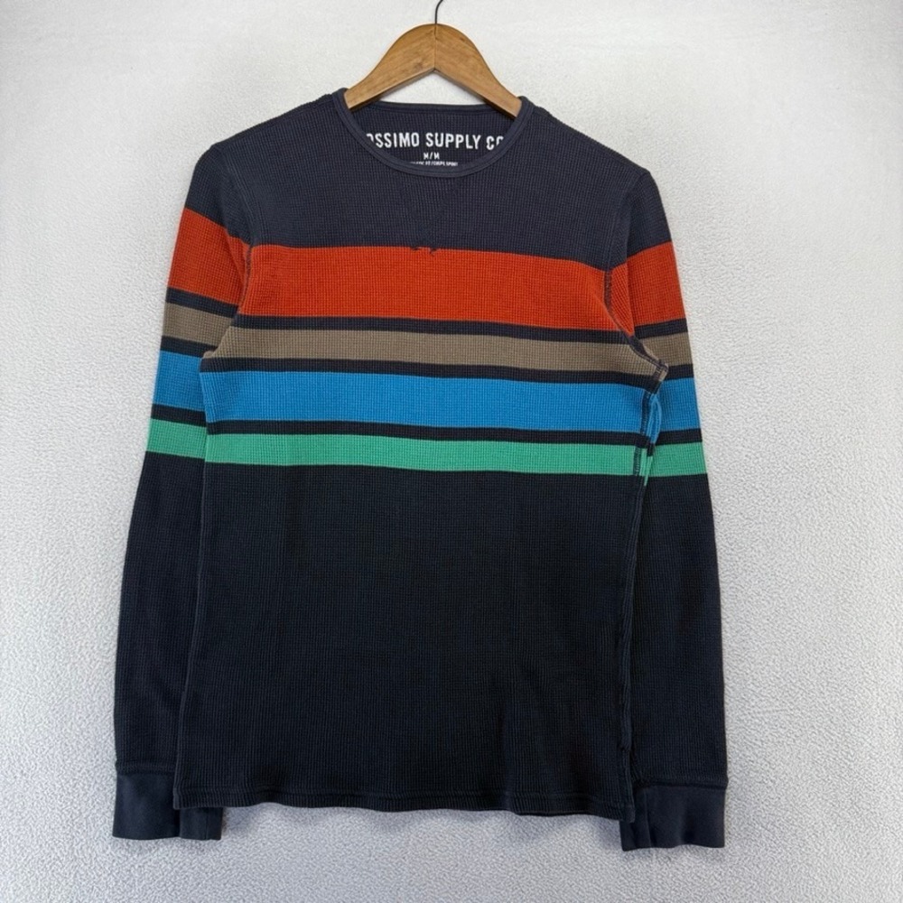 Vintage Thermal Shirt Men's Medium Blue Waffle Grunge Knit Muscle Mossimo y2k